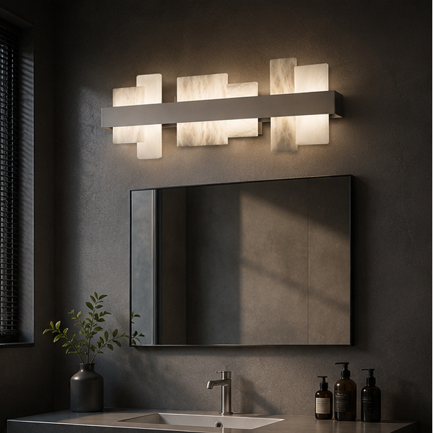 RoyaleGlow Modern LED Alabaster Vanity Sconce for Bathroom Mirror, Luxury Hotel Decor-Royale Basic