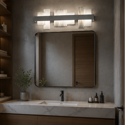 RoyaleGlow Modern LED Alabaster Vanity Sconce for Bathroom Mirror, Luxury Hotel Decor-Royale Basic