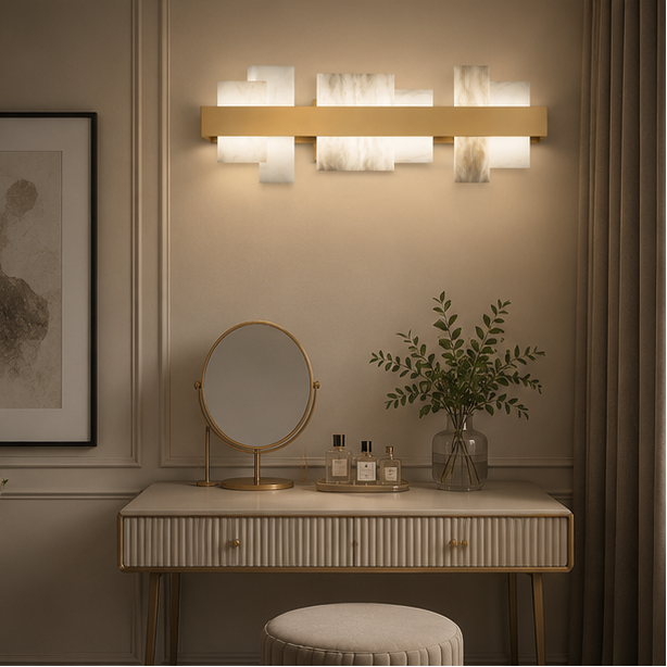 RoyaleGlow Modern LED Alabaster Vanity Sconce for Bathroom Mirror, Luxury Hotel Decor-Royale Basic