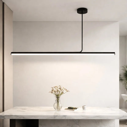 RoyaleGlow Modern Long Tube Pendant Light Chrome Hanging Lamp - Royale Basic