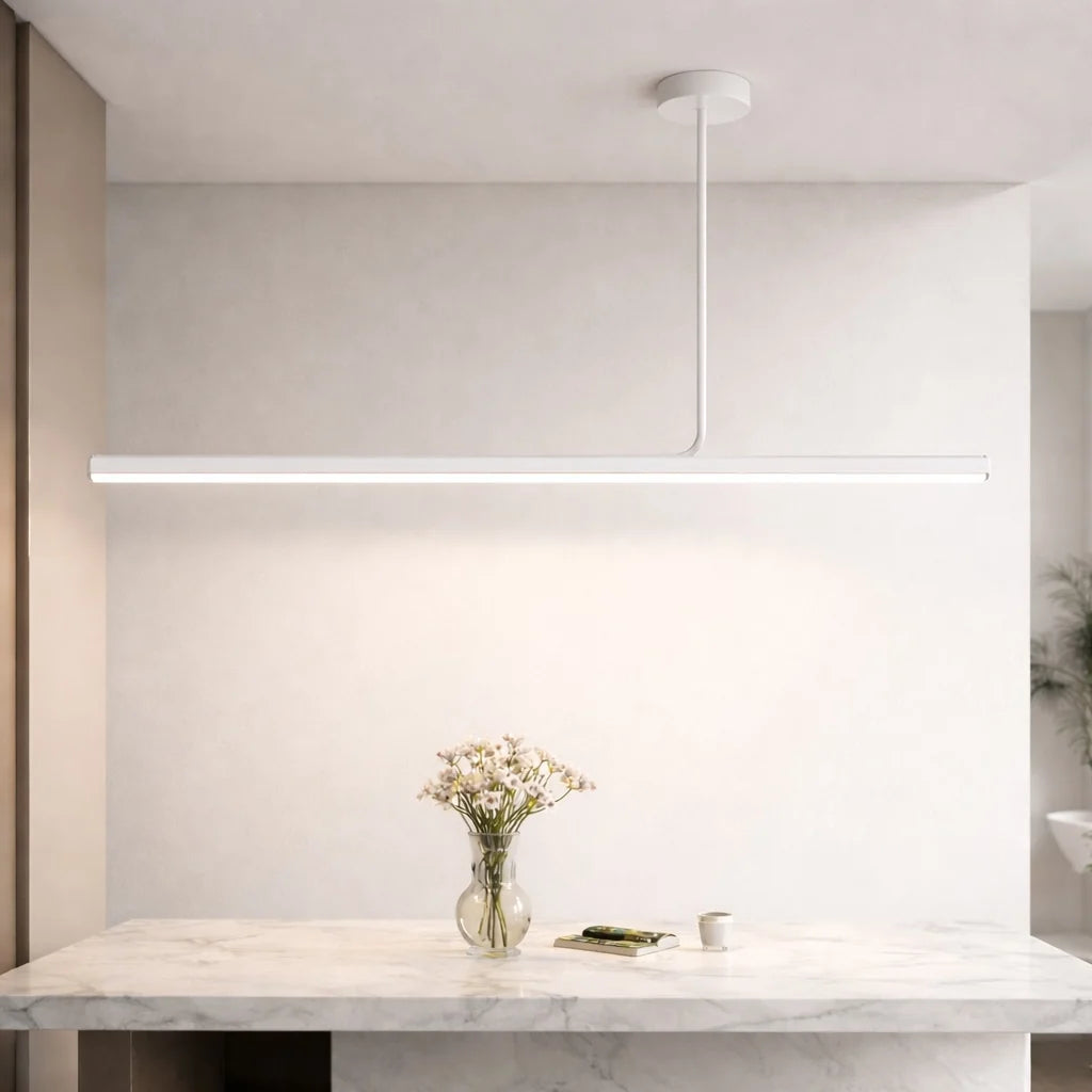 RoyaleGlow Modern Long Tube Pendant Light Chrome Hanging Lamp - Royale Basic