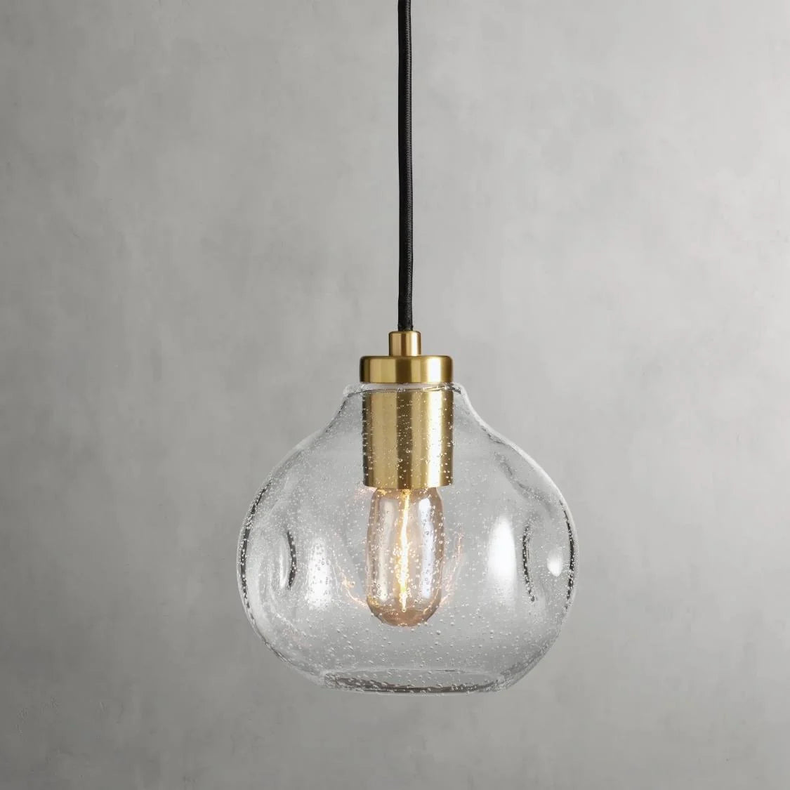 RoyaleGlow Modern Organic Glass Pendant Light Fixture Brushed Brass - Royale Basic