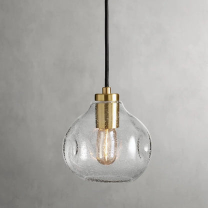RoyaleGlow Modern Organic Glass Pendant Light Fixture Brushed Brass - Royale Basic