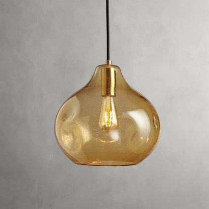 RoyaleGlow Modern Organic Glass Pendant Light Fixture Brushed Brass - Royale Basic