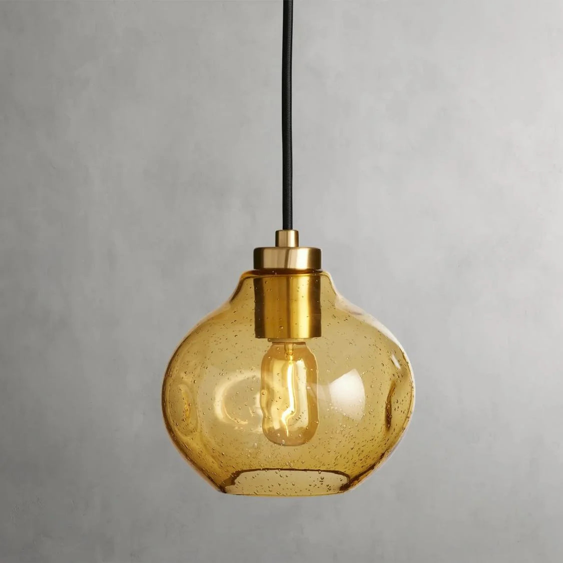 RoyaleGlow Modern Organic Glass Pendant Light Fixture Brushed Brass - Royale Basic