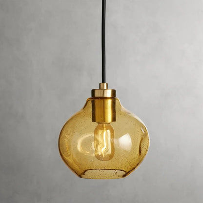 RoyaleGlow Modern Organic Glass Pendant Light Fixture Brushed Brass - Royale Basic