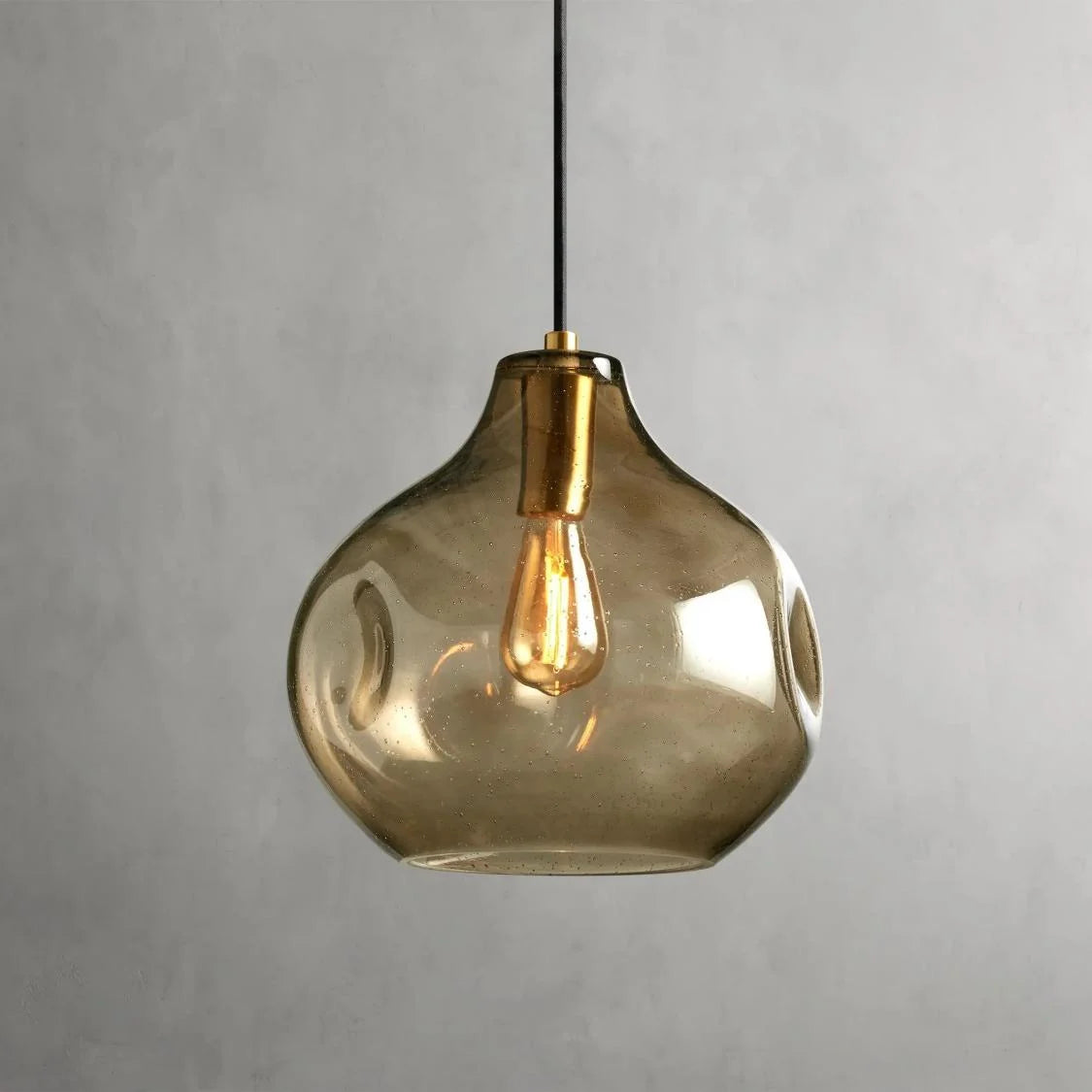 RoyaleGlow Modern Organic Glass Pendant Light Fixture Brushed Brass - Royale Basic