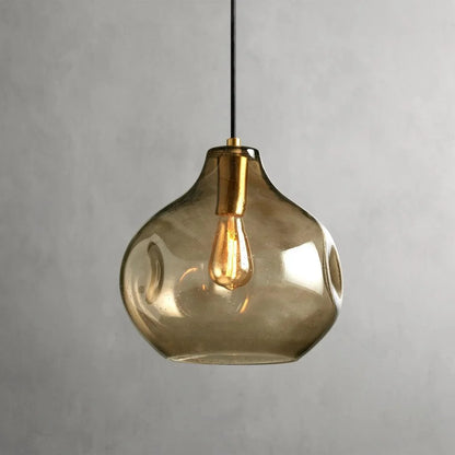 RoyaleGlow Modern Organic Glass Pendant Light Fixture Brushed Brass - Royale Basic