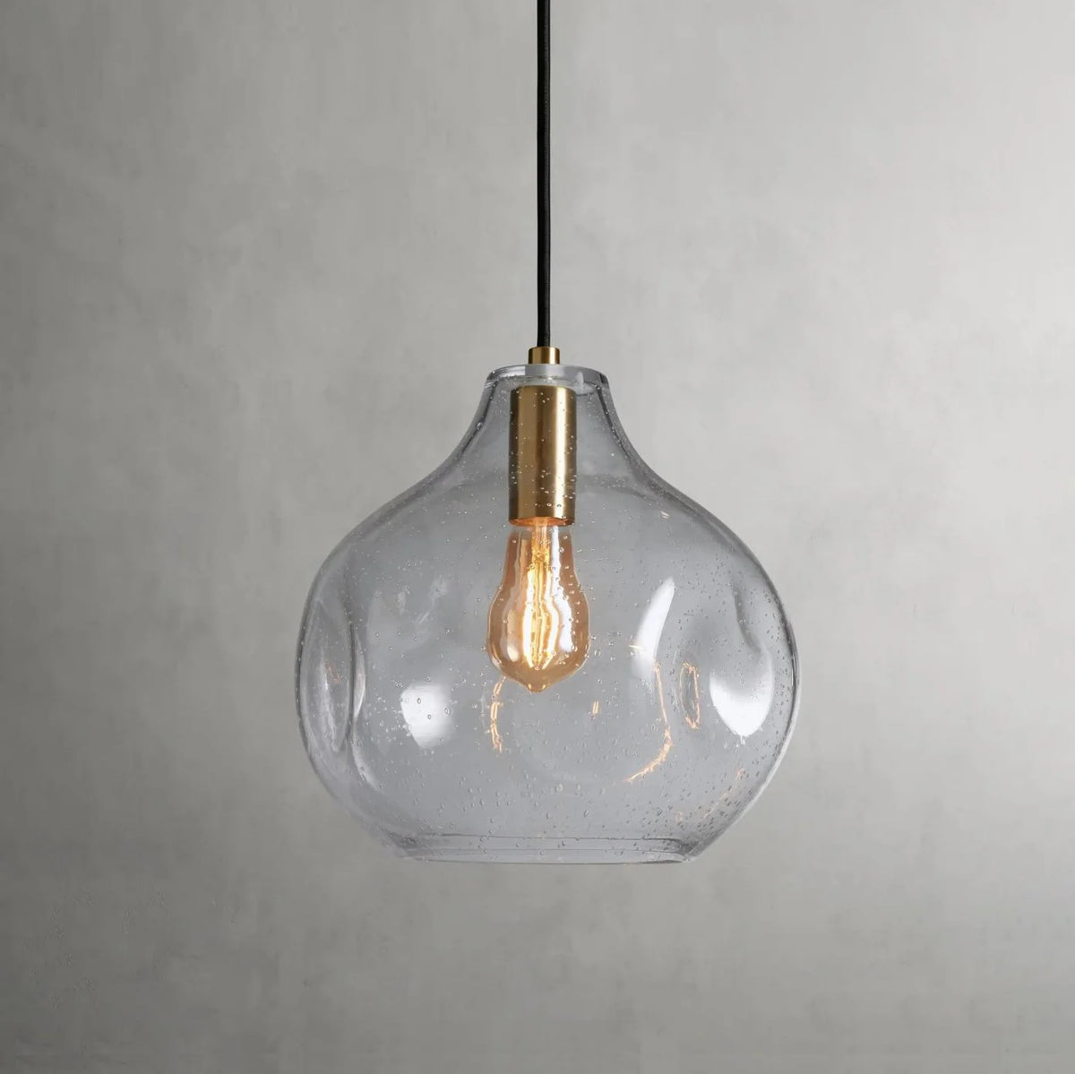 RoyaleGlow Modern Organic Glass Pendant Light Fixture Brushed Brass - Royale Basic