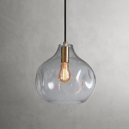 RoyaleGlow Modern Organic Glass Pendant Light Fixture Brushed Brass - Royale Basic
