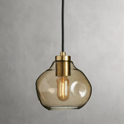 RoyaleGlow Modern Organic Glass Pendant Light Fixture Brushed Brass - Royale Basic