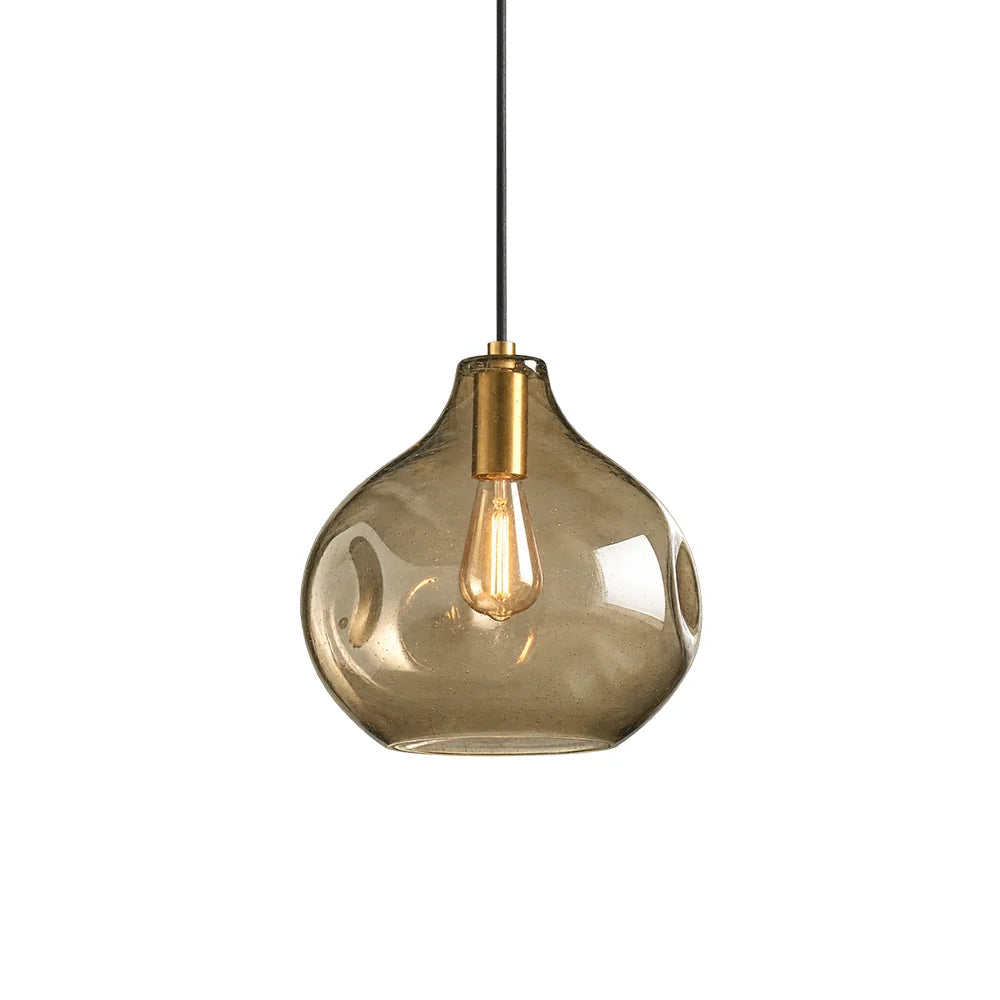 RoyaleGlow Modern Organic Glass Pendant Light Fixture Brushed Brass - Royale Basic