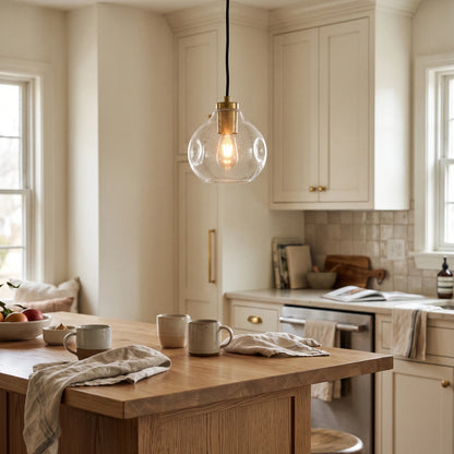 RoyaleGlow Modern Organic Glass Pendant Light Fixture Brushed Brass - Royale Basic