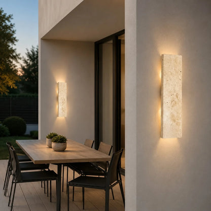 RoyaleGlow Modern Outdoor LED Wall Sconce Dimmable Natural Stone Light Fixture IP65 - Royale Basic