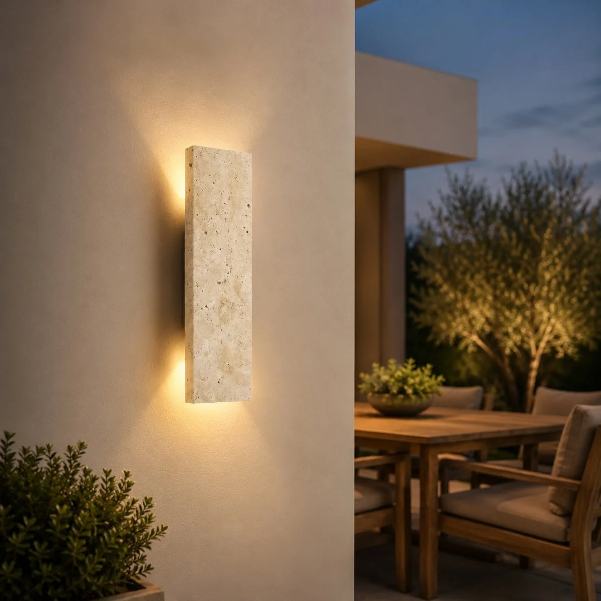 RoyaleGlow Modern Outdoor LED Wall Sconce Dimmable Natural Stone Light Fixture IP65 - Royale Basic