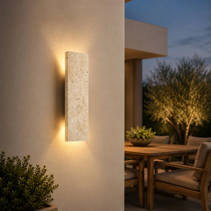 RoyaleGlow Modern Outdoor LED Wall Sconce Dimmable Natural Stone Light Fixture IP65 - Royale Basic