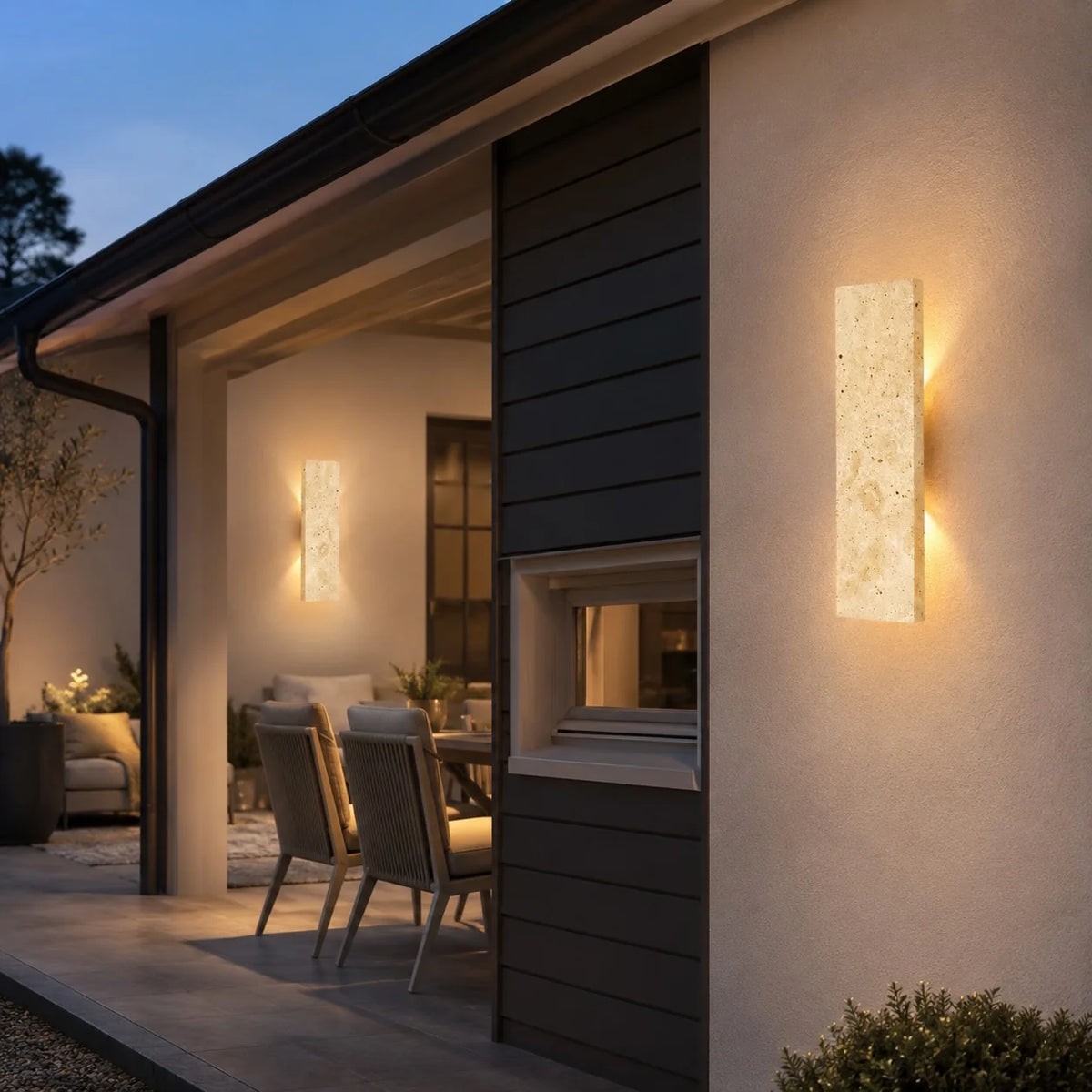 RoyaleGlow Modern Outdoor LED Wall Sconce Dimmable Natural Stone Light Fixture IP65 - Royale Basic