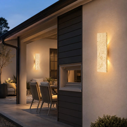 RoyaleGlow Modern Outdoor LED Wall Sconce Dimmable Natural Stone Light Fixture IP65 - Royale Basic