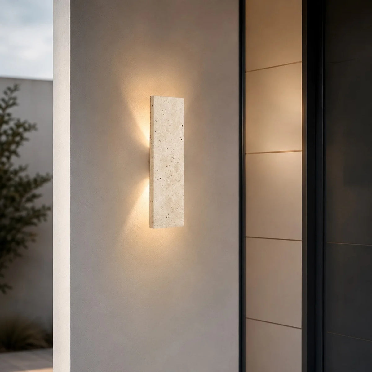 RoyaleGlow Modern Outdoor LED Wall Sconce Dimmable Natural Stone Light Fixture IP65 - Royale Basic