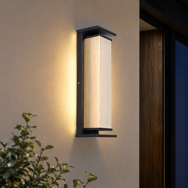 RoyaleGlow Modern Outdoor Wall Sconce - Stainless Steel & Acrylic Weatherproof Light-Royale Basic