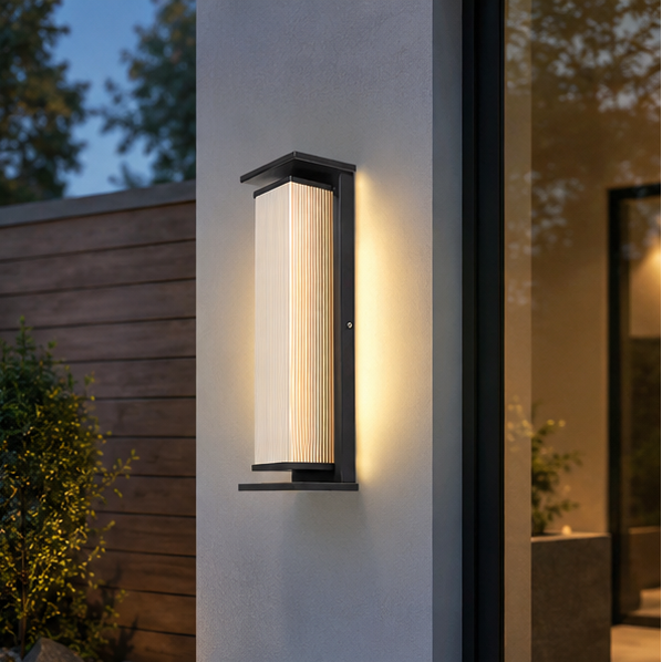 RoyaleGlow Modern Outdoor Wall Sconce - Stainless Steel & Acrylic Weatherproof Light-Royale Basic