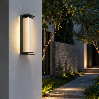 RoyaleGlow Modern Outdoor Wall Sconce - Stainless Steel & Acrylic Weatherproof Light-Royale Basic