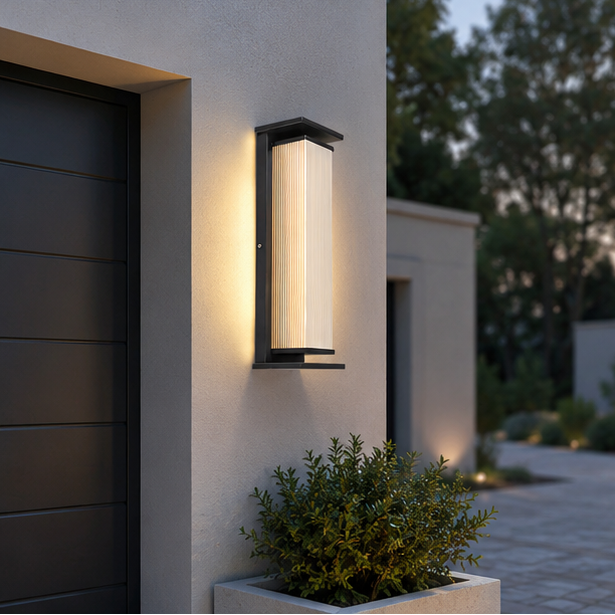 RoyaleGlow Modern Outdoor Wall Sconce - Stainless Steel & Acrylic Weatherproof Light-Royale Basic
