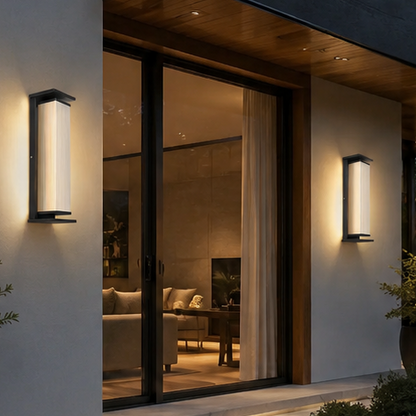 RoyaleGlow Modern Outdoor Wall Sconce - Stainless Steel & Acrylic Weatherproof Light-Royale Basic