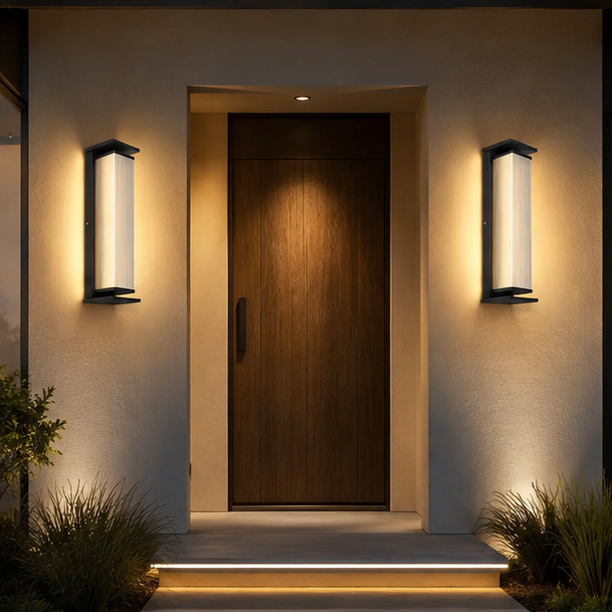 RoyaleGlow Modern Outdoor Wall Sconce - Stainless Steel & Acrylic Weatherproof Light-Royale Basic
