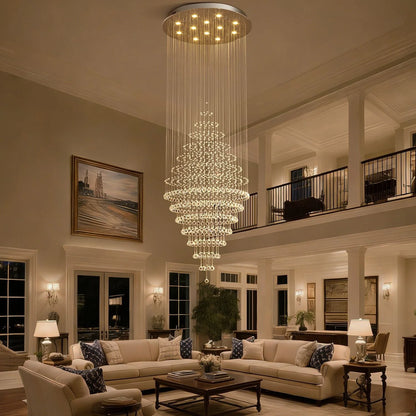 RoyaleGlow Modern Spiral Crystal Chandelier LED Hanging Light Fixture - Royale Basic