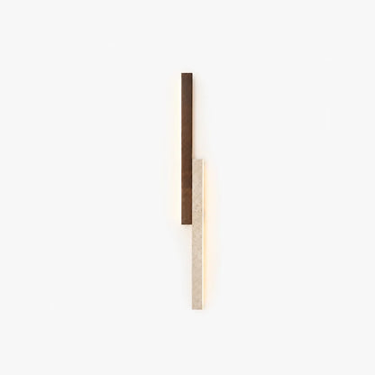 RoyaleGlow Modern Travertine and Wood Wall Sconce Light - Royale Basic