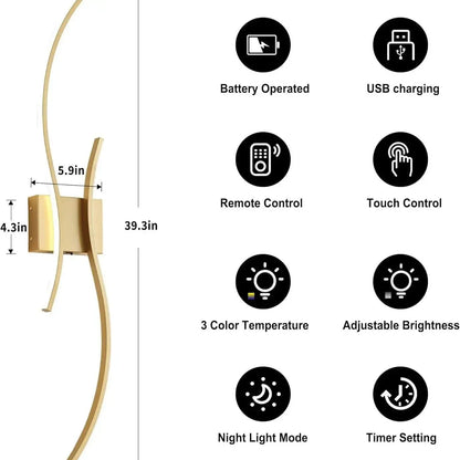 RoyaleGlow Modern Wireless Wall Sconce - Dimmable LED with Remote & 3 Color Temps-Royale Basic
