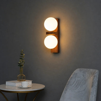 RoyaleGlow Modern Wood Wall Sconce Dimmable Glass Globe Vanity Light Fixture - Royale Basic