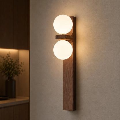 RoyaleGlow Modern Wood Wall Sconce Dimmable Glass Globe Vanity Light Fixture - Royale Basic