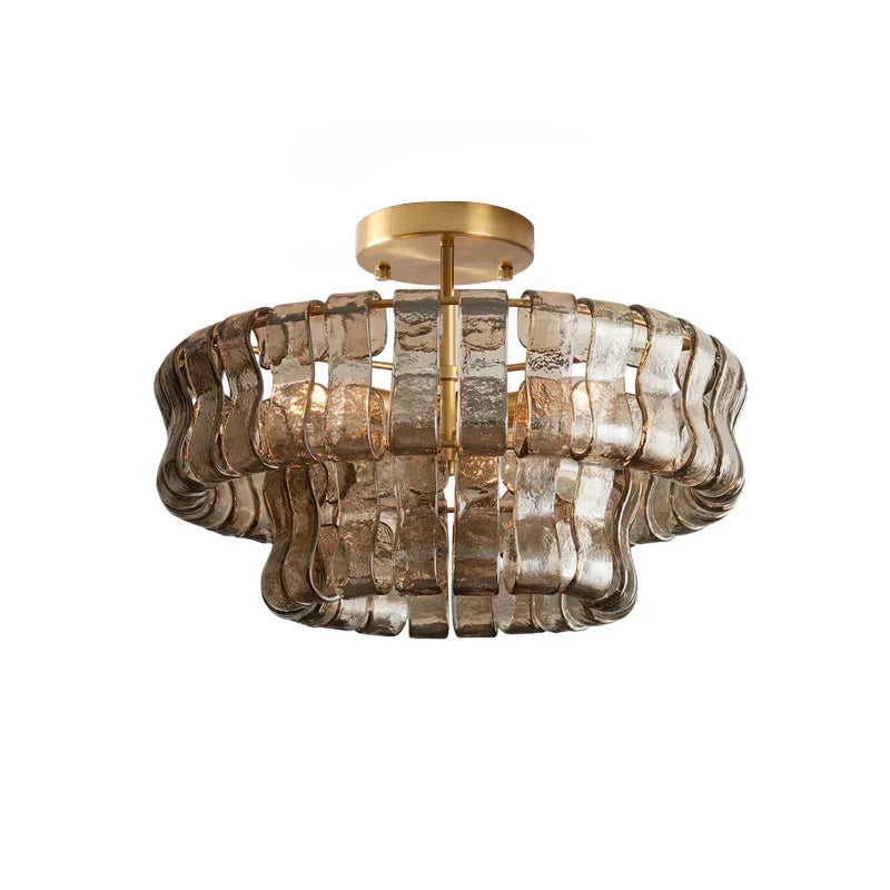 RoyaleGlow Murano Glass Semi Flush Mount Ceiling Light Fixture - Royale Basic
