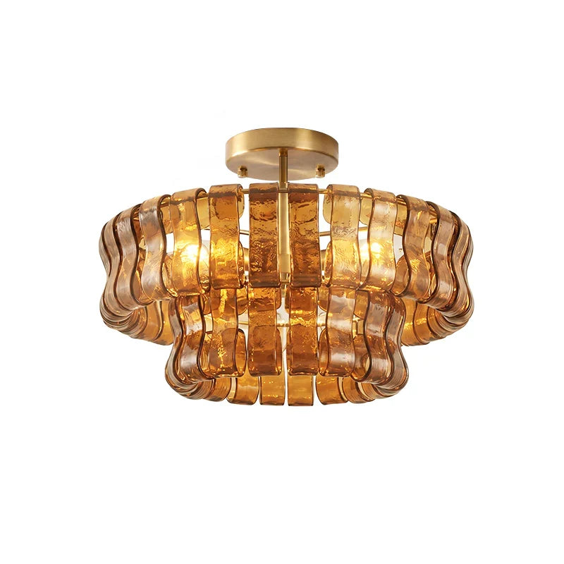 RoyaleGlow Murano Glass Semi Flush Mount Ceiling Light Fixture - Royale Basic