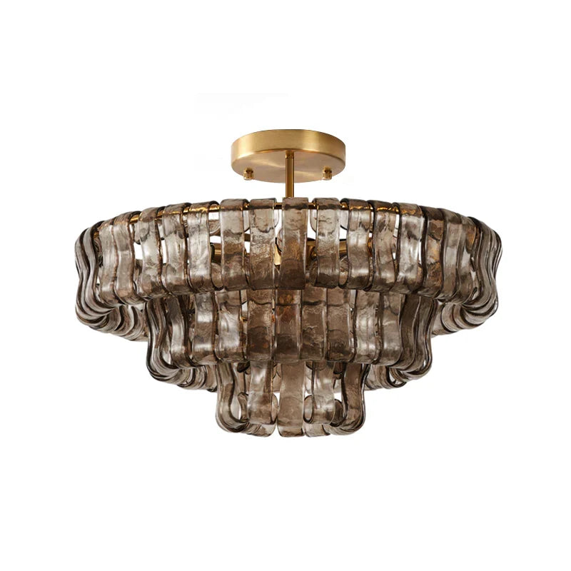 RoyaleGlow Murano Glass Semi Flush Mount Ceiling Light Fixture - Royale Basic