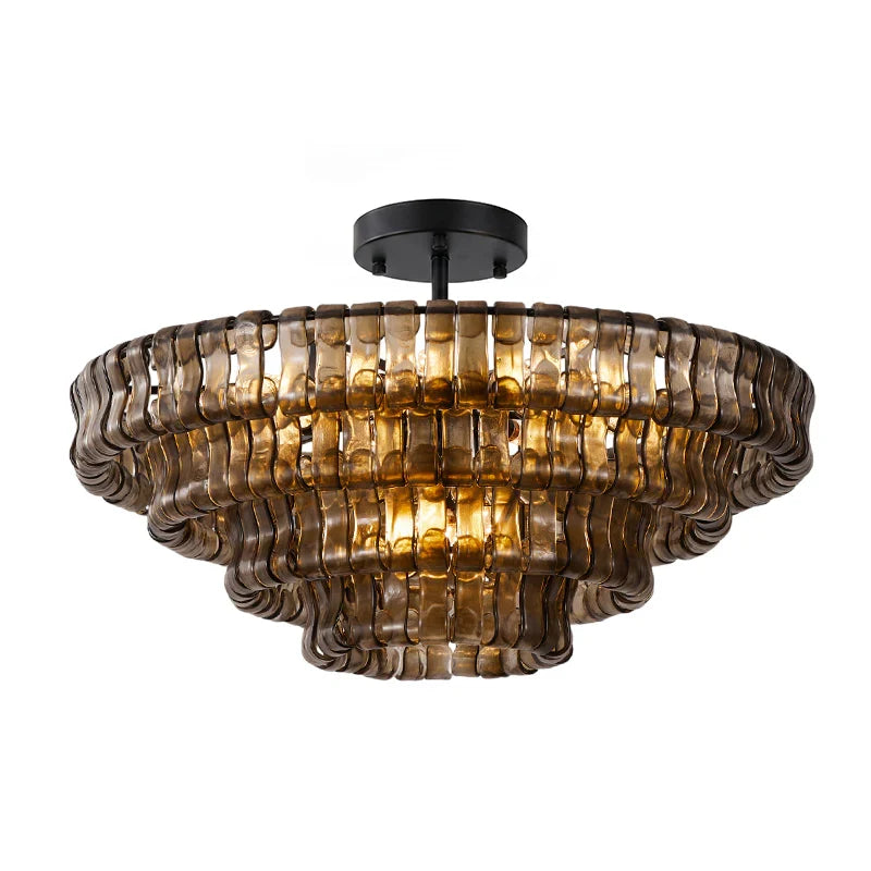 RoyaleGlow Murano Glass Semi Flush Mount Ceiling Light Fixture - Royale Basic