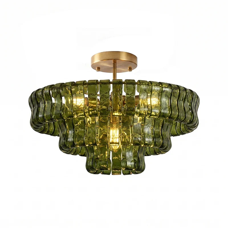 RoyaleGlow Murano Glass Semi Flush Mount Ceiling Light Fixture - Royale Basic