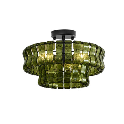 RoyaleGlow Murano Glass Semi Flush Mount Ceiling Light Fixture - Royale Basic