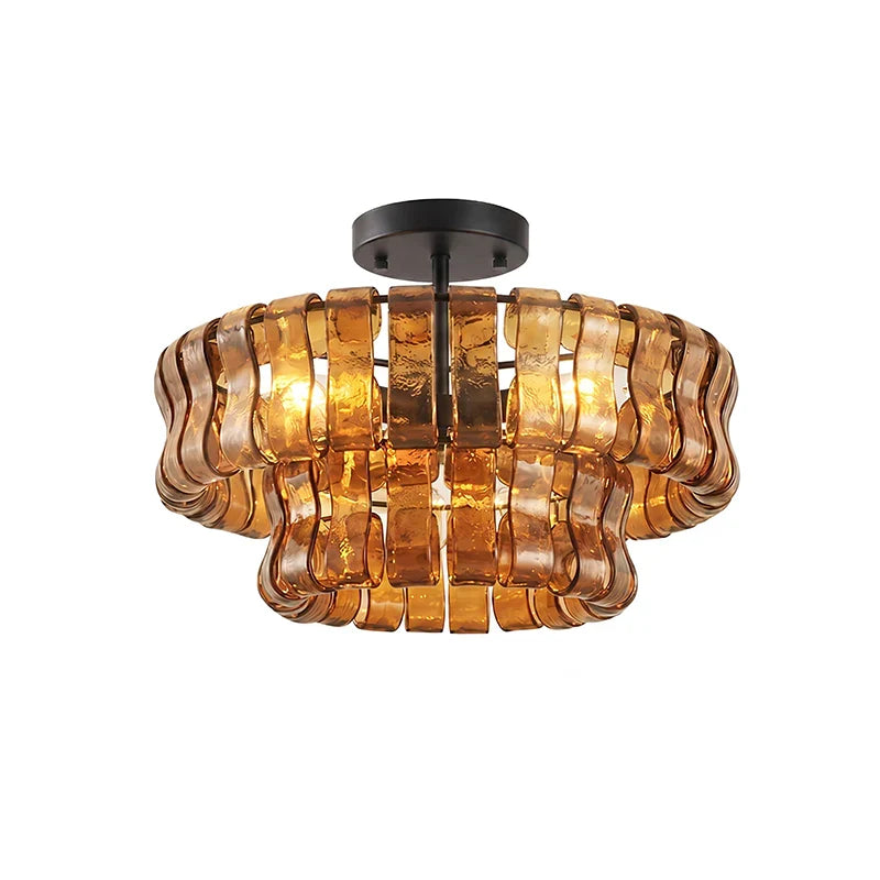RoyaleGlow Murano Glass Semi Flush Mount Ceiling Light Fixture - Royale Basic