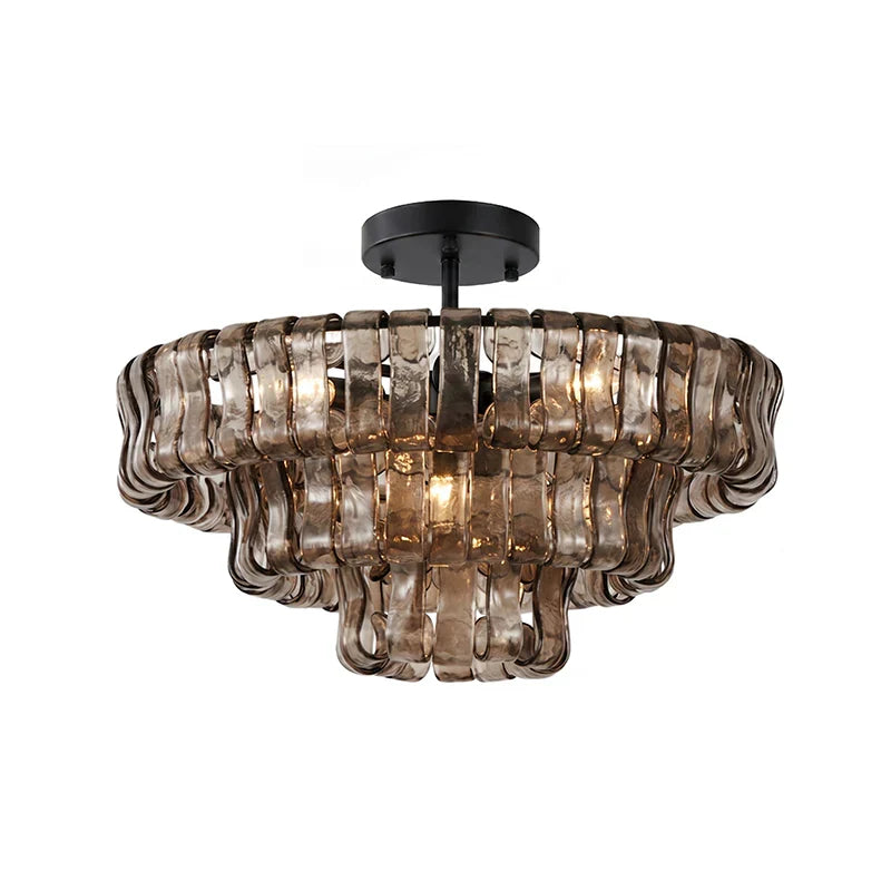 RoyaleGlow Murano Glass Semi Flush Mount Ceiling Light Fixture - Royale Basic