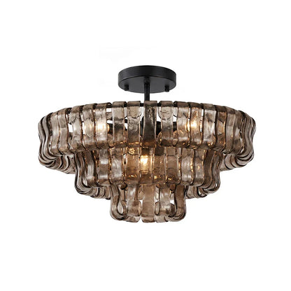 RoyaleGlow Murano Glass Semi Flush Mount Ceiling Light Fixture - Royale Basic
