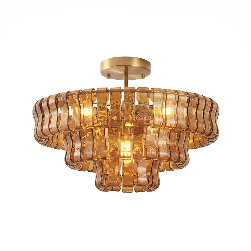 RoyaleGlow Murano Glass Semi Flush Mount Ceiling Light Fixture - Royale Basic