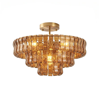 RoyaleGlow Murano Glass Semi Flush Mount Ceiling Light Fixture - Royale Basic