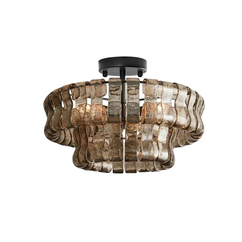RoyaleGlow Murano Glass Semi Flush Mount Ceiling Light Fixture - Royale Basic