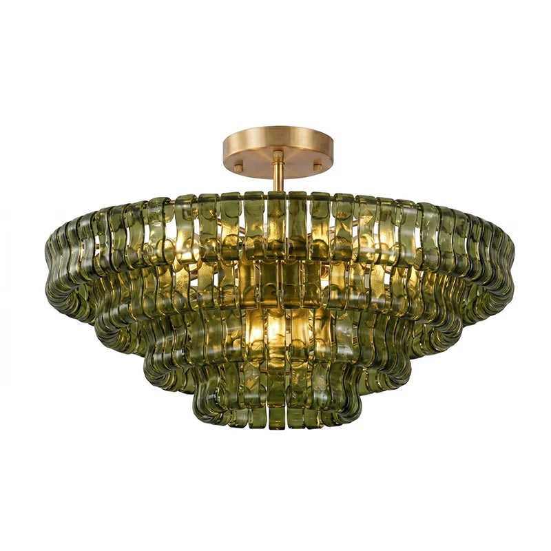 RoyaleGlow Murano Glass Semi Flush Mount Ceiling Light Fixture - Royale Basic