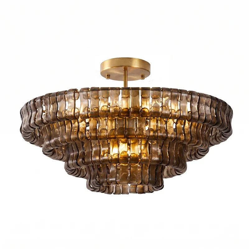 RoyaleGlow Murano Glass Semi Flush Mount Ceiling Light Fixture - Royale Basic