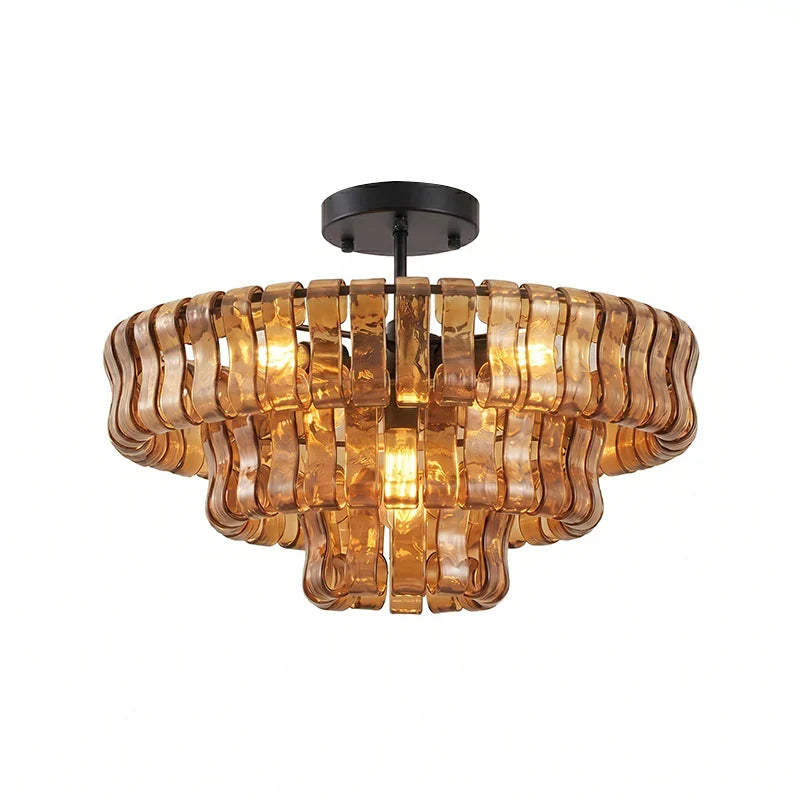 RoyaleGlow Murano Glass Semi Flush Mount Ceiling Light Fixture - Royale Basic