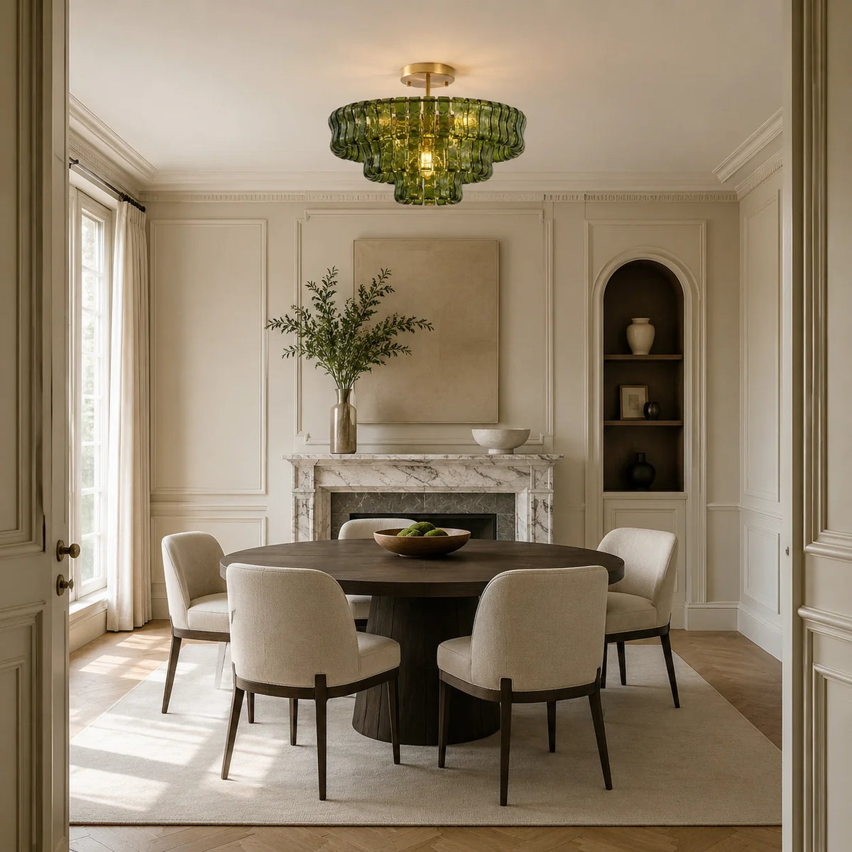 RoyaleGlow Murano Glass Semi Flush Mount Ceiling Light Fixture - Royale Basic